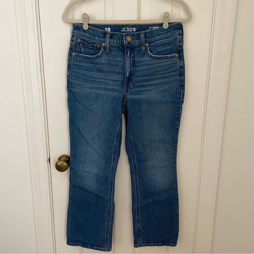 J.Crew 9" Demi-Boot Crop Jean in Wedgewood Wash, 28